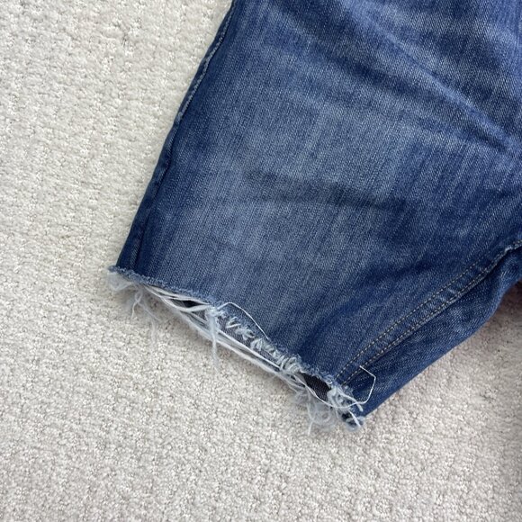 Levis 511 Slim Shorts Regular Men / Boy 27 Blue Distressed Denim Cut Off Raw Hem - Picture 2 of 12